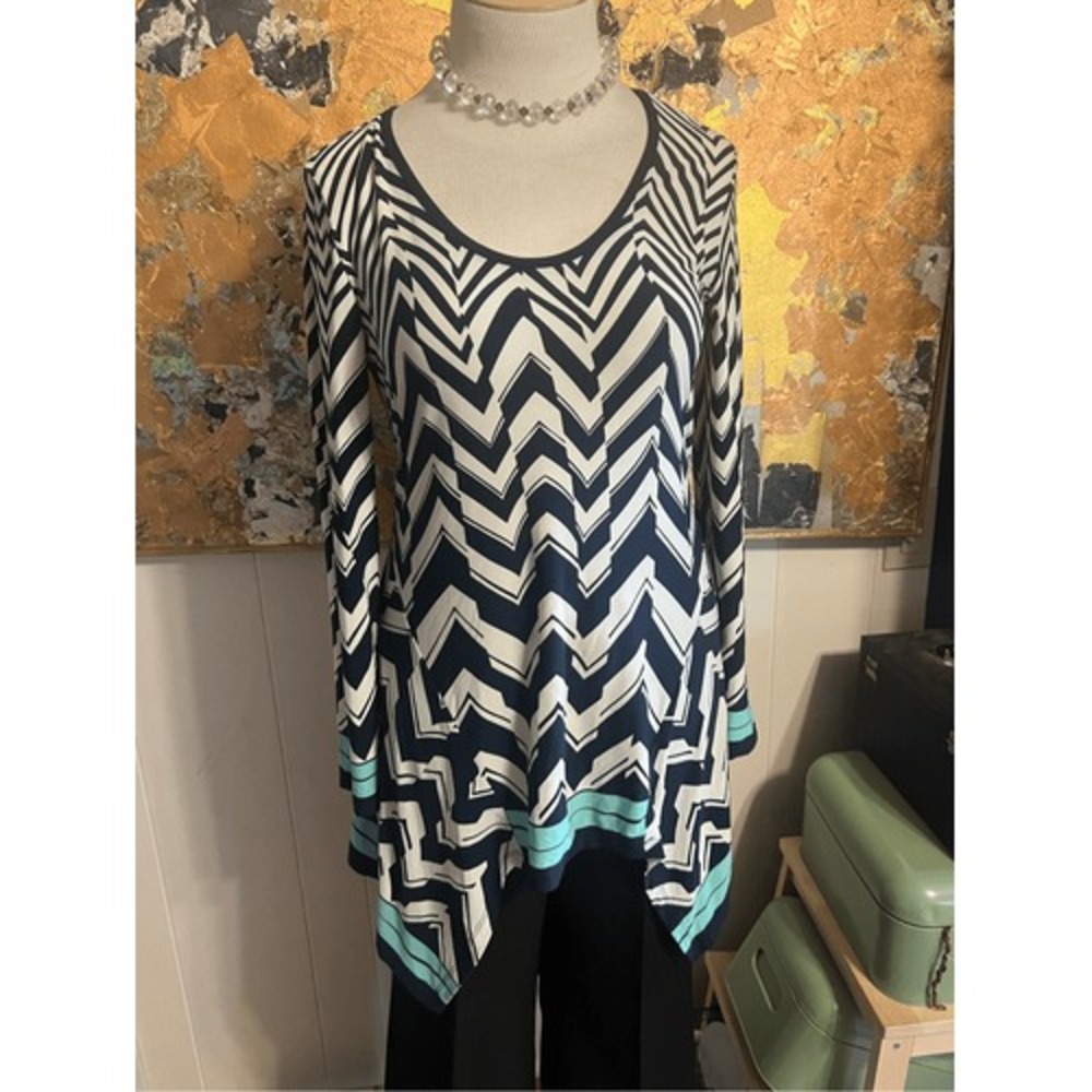 ECI Chevron Striped Jersey Long Asymmetrical Tunic size M